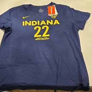 Nike Womens Caitlin Clark Indiana Navy and Yellow Tee